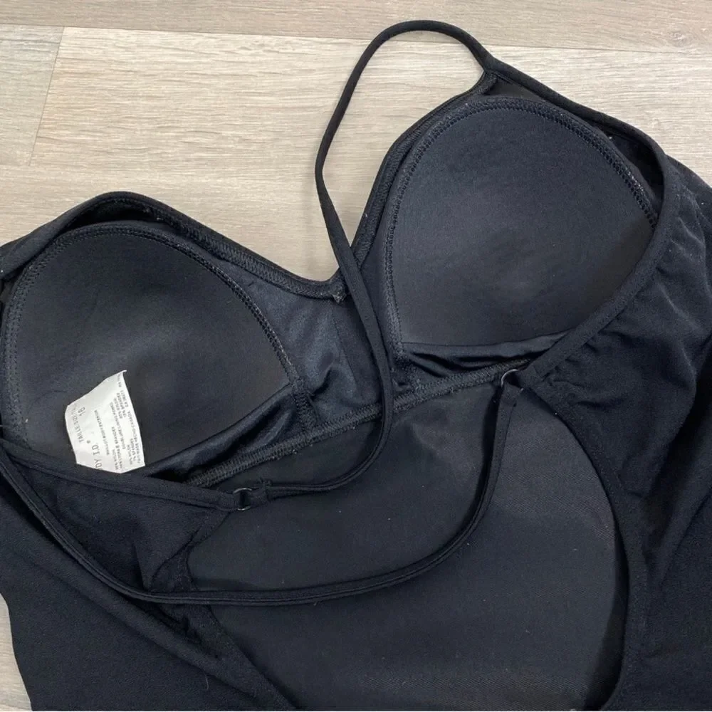 Maxine of‎ Hollywood Azul Swimsuit Studded One Piece Black Silver 16